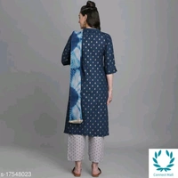 Women Cotton Straight Printed Long Kurti With Palazzos - XXL